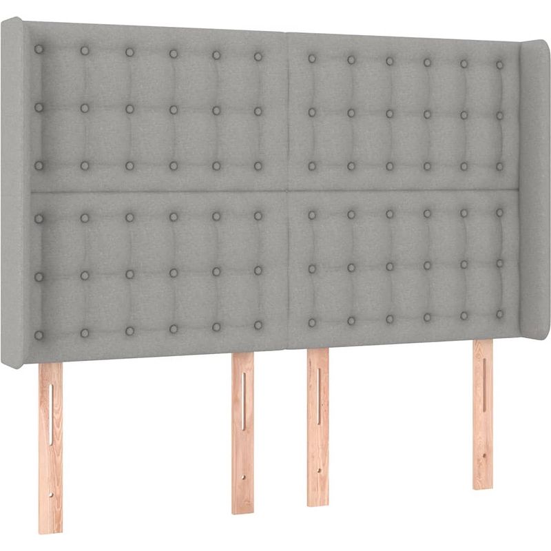 Foto van The living store boxspring bed - lichtgrijs - 193 x 147 x 118/128 cm - hoofdbord verstelbaar - kleurrijke