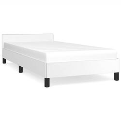 Foto van The living store bedframe met hoofdbord kunstleer wit 90x190 cm - bed