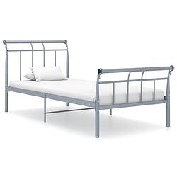 Foto van Vidaxl bedframe metaal grijs 90x200 cm