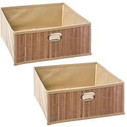 Foto van 2x stuks opbergmand/kastmand 13 liter beige linnen/bamboe 31 x 13.5 x 31 cm - opbergmanden