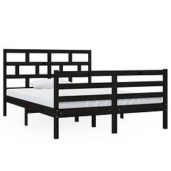 Foto van The living store bedframe - houten - 135 x 190 cm - zwart