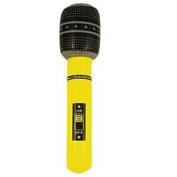 Foto van Opblaasbare microfoon neon geel 40 cm - speelgoed microfoon - popster verkleed accessoire - feestartikelen