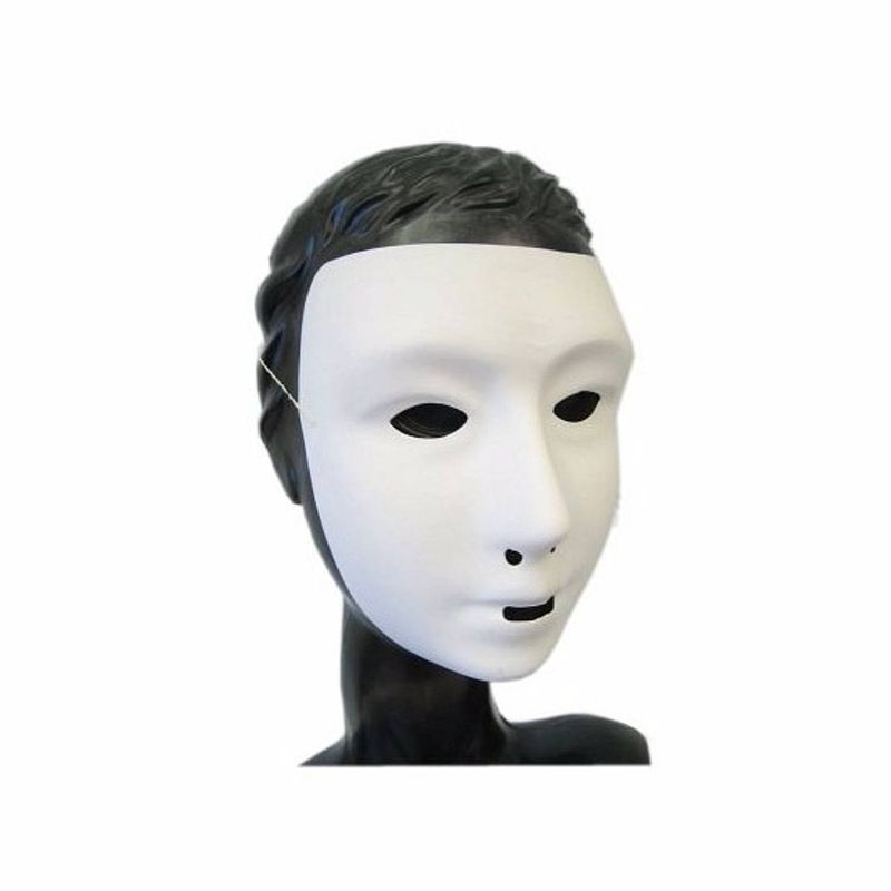 Foto van 6 witte grimeer maskers met kalklaag - verkleedmaskers