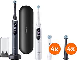 Foto van Oral-b io - 8n wit en zwart duo pack + io ultimate clean opzetborstels (8 stuks)