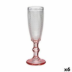 Foto van Champagneglas roze transparant glas 6 stuks (180 ml)