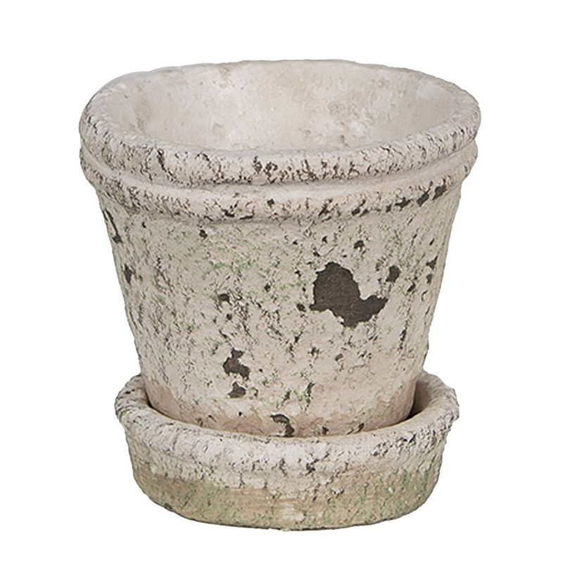 Foto van Clayre & eef bloempot ø 9x9 cm beige steen plantenpot beige plantenpot