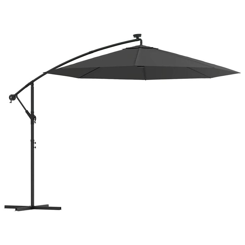 Foto van Vidaxl zweefparasol met led-verlichting stalen paal 300 cm antraciet