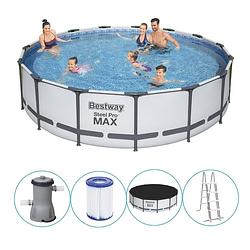 Foto van Bestway - steel pro max - opzetzwembad inclusief filterpomp en accessoires - 457x107 cm - rond