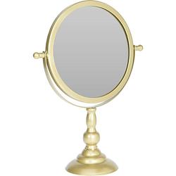 Foto van Make-up spiegel/scheerspiegel op voet 25 x 10 x 33 cm goud - make-up spiegeltjes