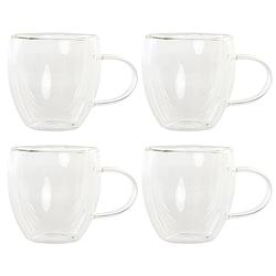 Foto van Items koffieglazen dubbelwandig - set 4x - cappuccino glazen - 250 ml - koffie- en theeglazen