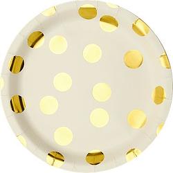 Foto van Hema bord papier groot gold dot 8 stuks+ bij jumbo