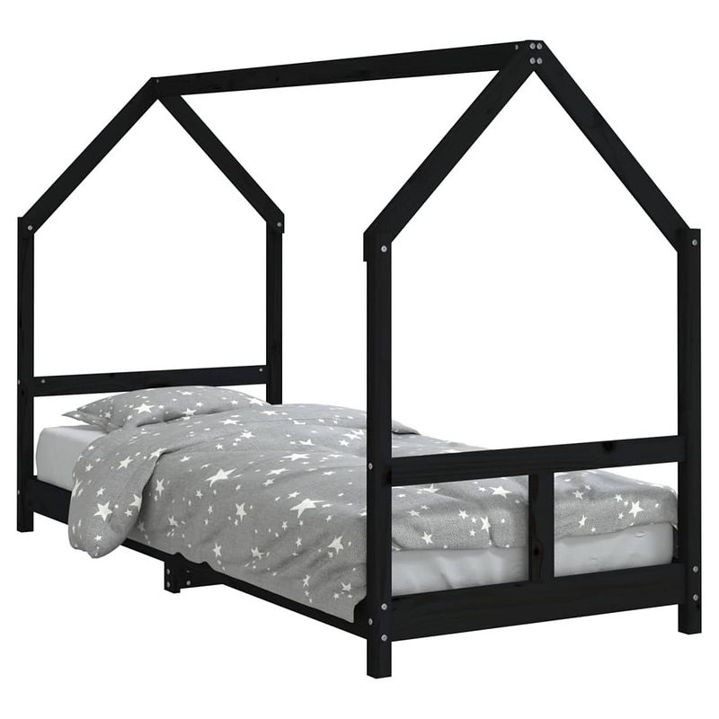 Foto van Vidaxl kinderbedframe 80x200 cm massief grenenhout zwart