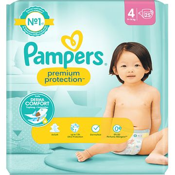 Foto van Pampers premium protection maat 4, x25 luiers,, 9kg14kg bij jumbo