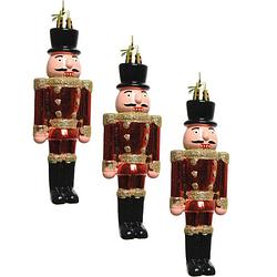 Foto van 3x kerstboomhangers notenkrakers poppetjes/soldaten rood 9 cm - kersthangers