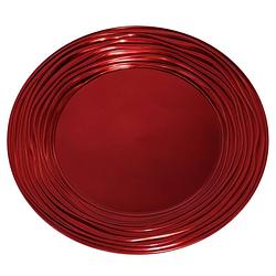 Foto van Ronde diner onderborden/kaarsenbord/plateau glimmend rood van 33 cm - kaarsenplateaus