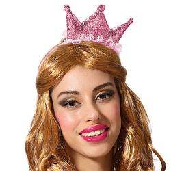 Foto van Atosa verkleed diadeem kroon - roze - mini hoedje - meisjes/dames - prinses/koningin - verkleedhoofddeksels