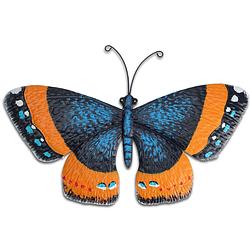 Foto van Pro garden tuin wanddecoratie vlinder - metaal - oranje - 31 x 23 cm - tuinbeelden