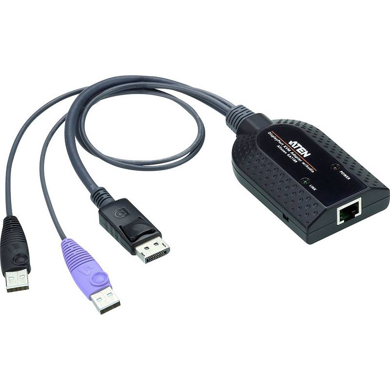 Foto van Aten kvm adapterkabel [1x usb-a 2.0 stekker, displayport stekker - 1x rj45-bus] 0.20 m