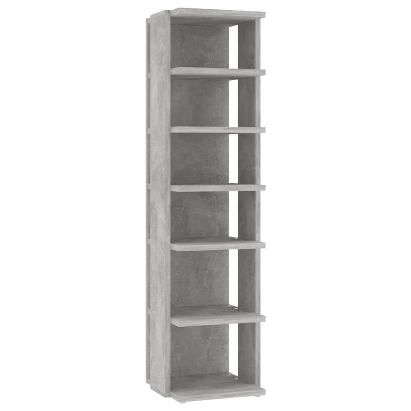 Foto van The living store schoenenkast betongrijs 27.5x27x102cm - bewerkt hout - 6 schappen