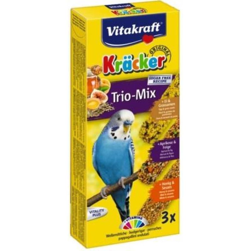 Foto van Vitakraft kracker mix parkiet ei, honing & abrikoos 80g bij jumbo