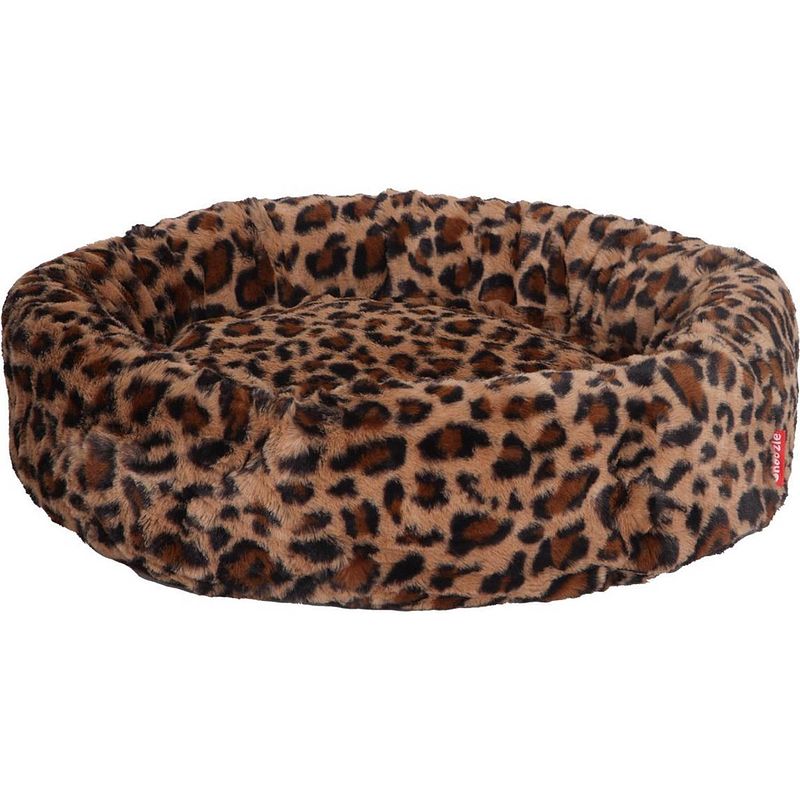 Foto van Snoozle donut hondenmand en kattenmand - superzacht en luxe - wasbaar - fluffy - hondenkussen - 50cm - panter