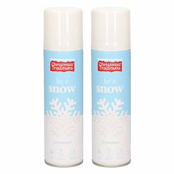 Foto van 2x sneeuwspray/spuitsneeuw bussen 150 ml - decoratiesneeuw