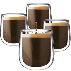 Foto van Luxe dubbelwandige espresso kopjes - espresso glazen - koffieglazen - ristretto kopjes - 100 ml - set van 4