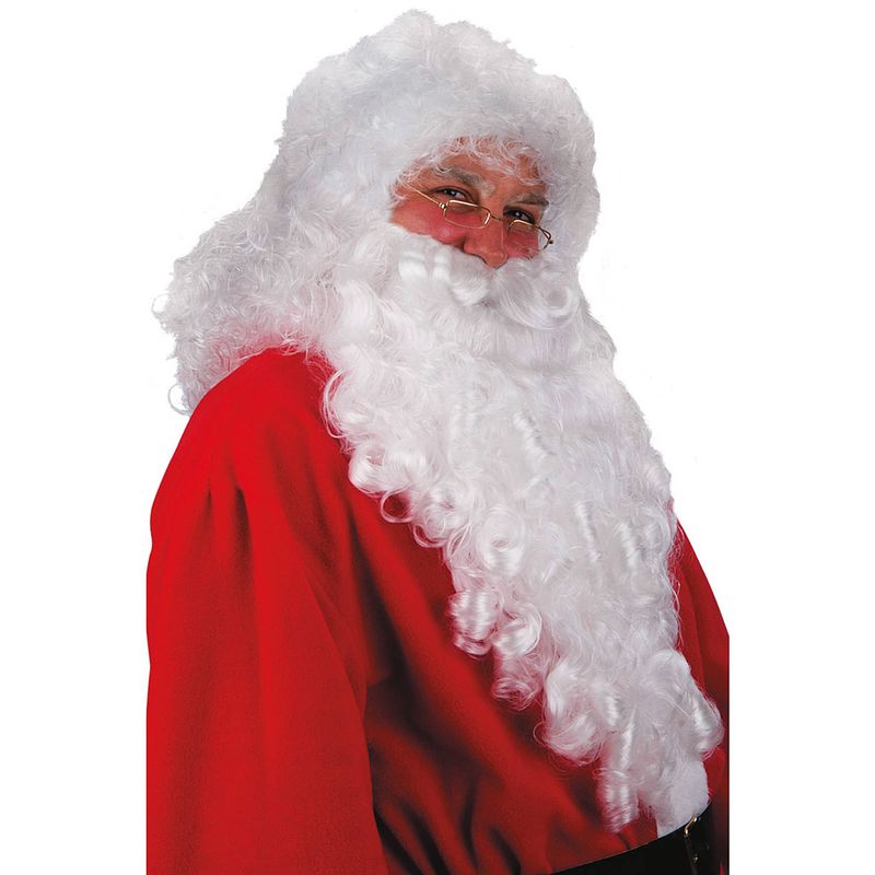 Foto van Carnival toys pruik met baard santa 50 cm synthetisch wit