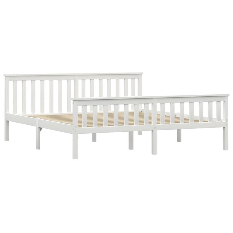 Foto van The living store bed - massief grenenhouten frame - 208 x 188 x 82 cm - wit