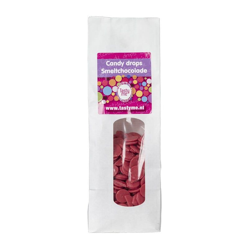 Foto van Tasty me candy drops/smeltchocolade - rood - 330 g