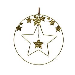 Foto van Decoris kerstdecoratie cirkle met steren dia25cm goud