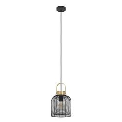 Foto van Eglo roundham hanglamp - e27 - ø 22 cm - zwart/goud - staal