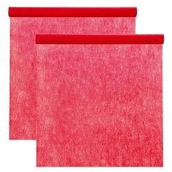 Foto van Feest tafelkleed op rol - 2x - rood - 120 cm x 10 m - non woven polyester - feesttafelkleden
