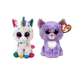 Foto van Ty - knuffel - beanie boo's - harmonie unicorn & cassidy cat