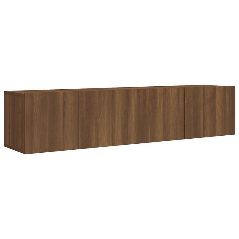 Foto van The living store tv-meubelset - houten - hangende tv-kast - 60 x 30 x 30 cm - bruineiken