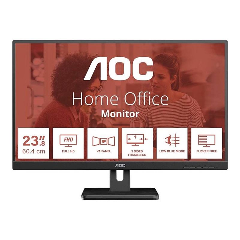 Foto van Aoc essential-line 24e3um led-monitor energielabel e (a - g) 61 cm (24 inch) 1920 x 1080 pixel 16:9 4 ms hdmi, displayport, hoofdtelefoonaansluiting, usb,