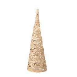 Foto van Lumineo led verlichte kerstboom kegel - h38 cm - goud - papier - kerstverlichting figuur