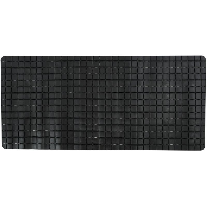 Foto van Msv douche/bad anti-slip mat badkamer - rubber - zwart - 76 x 36 cm - badmatjes