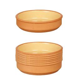 Foto van Set 8x tapas/creme brulee serveer schaaltjes terracotta/geel 16x4 cm - snack en tapasschalen