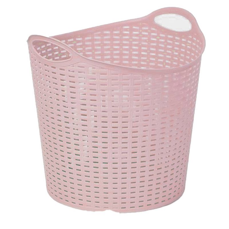 Foto van Plasticforte gevlochten wasmand/opbergmand - flexibel - roze - 27 liter - rond - kunststof - wasmanden