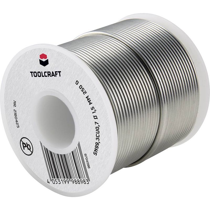 Foto van Toolcraft soldeertin, loodvrij spoel sn99,3cu0,7 250 g 1.5 mm