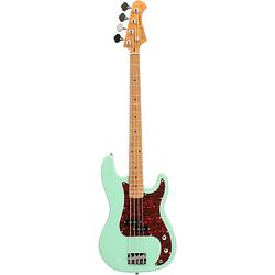 Foto van Fazley sunset series piranha 4 surf green elektrische basgitaar met gigbag