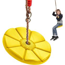 Foto van Schotelschommel voor kinderen max 75 kg belasting geel touwlengte 110 t/m 190cm