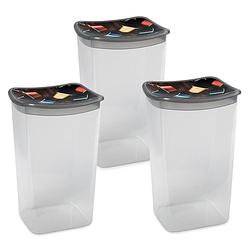 Foto van 3x koffiecups bewaarbakjes 1,9 liter transparant/grijs plastic - vershoudbakjes