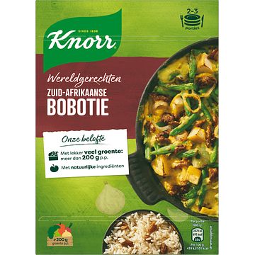 Foto van 1+1 gratis | knorr wereldgerechten maaltijdpakket zuidafrikaanse bobotie 309g aanbieding bij jumbo