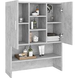 Foto van The living store badkaast - bewerkt hout - 71 x 71.5 x 181.5 cm - betongrijs