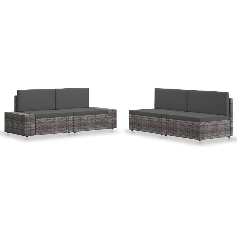 Foto van Vidaxl 4-delige loungeset poly rattan grijs