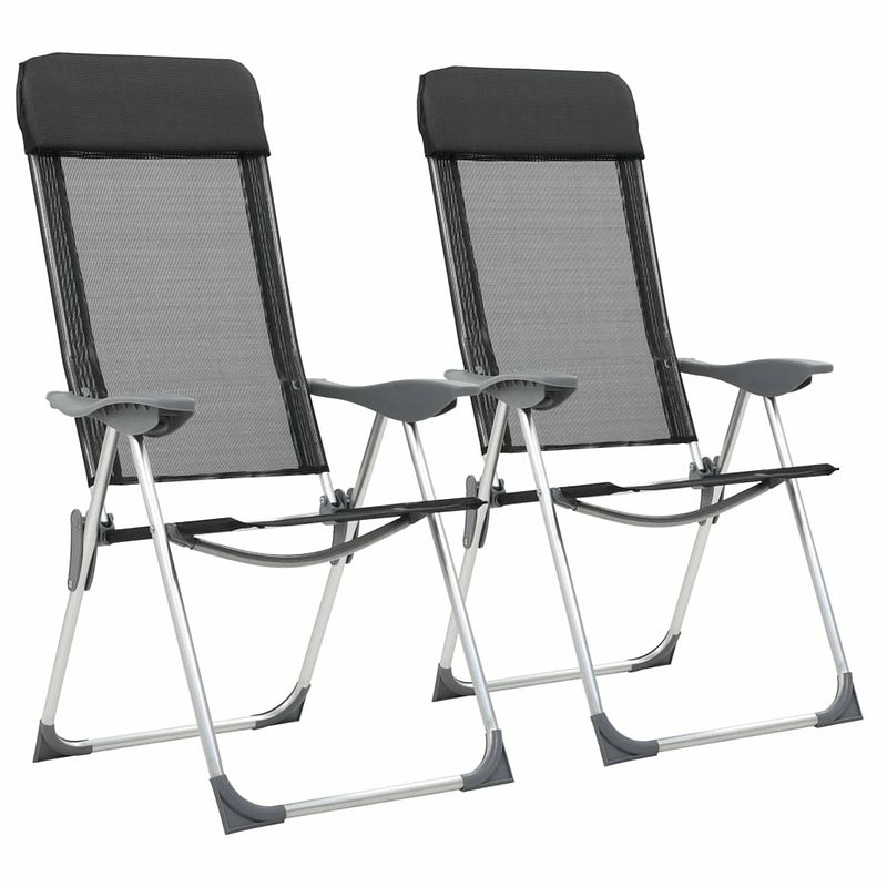 Foto van Vidaxl campingstoelen inklapbaar aluminium zwart 2 st