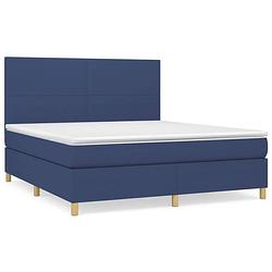 Foto van The living store boxspringbed - - bed - 203 x 160 x 118/128 cm - duurzaam stof - verstelbaar hoofdbord -