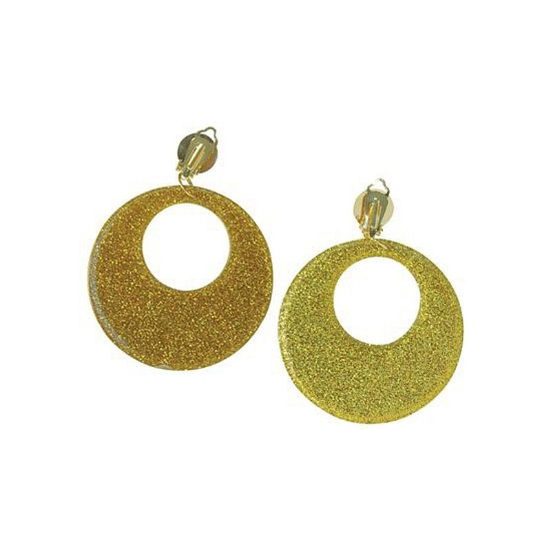 Foto van 60s disco oorbellen goud glitter - verkleedsieraden